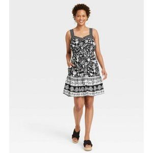 Knox Rose Black Floral Mini Sleeveless Dress M Summer